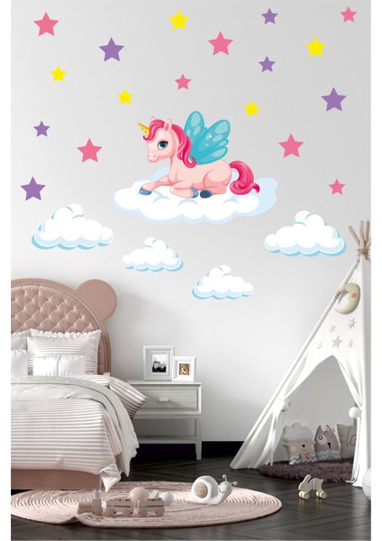Sevimli Unicorn Çocuk Odası Duvar Sticker fiyatları