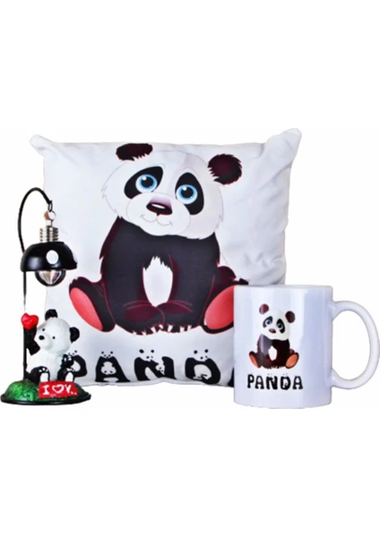 Panda Masa Lambası Işıklı Biblo Panda Puf Yastık Panda Kupa