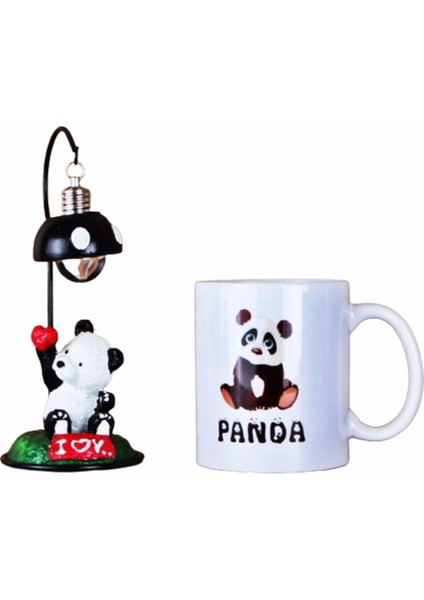 Panda 2'li Set Panda Masa Lambası Işıklı Biblo Panda Kupa