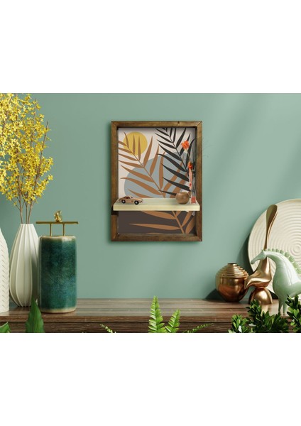 Doğal Masif Ahşap Çerçeveli Tablo Duvar Rafı-49