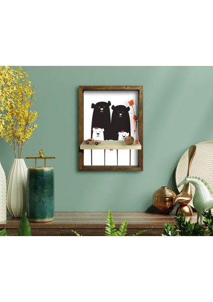 Doğal Masif Ahşap Çerçeveli Tablo Duvar Rafı-36