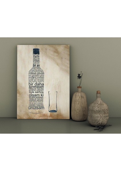 Rakı Tasarımlı Kanvas Tablo 30X50CM-8