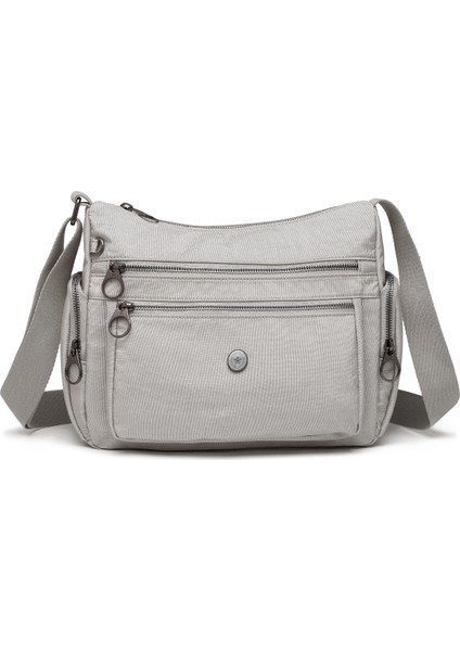 Özel Krinkıl Kumaş Çapraz Çanta Gri 1115