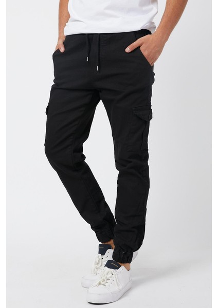 Slim Fit None Denim Yandan Cepli Bel Bağcıklı, Paçaları Lastikli Esnek Kumaş Erkek Kargo Pantolon fiyatları