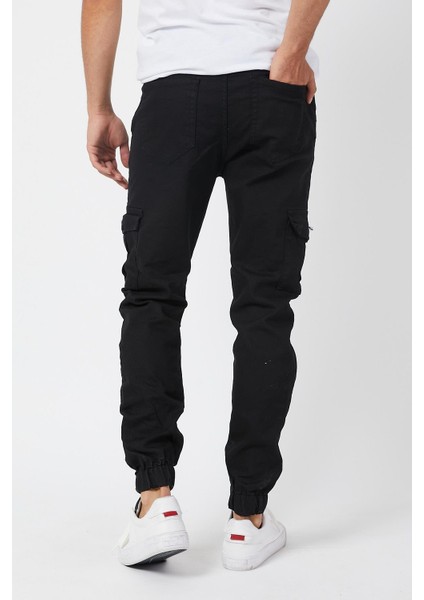 Slim Fit None Denim Yandan Cepli Bel Bağcıklı, Paçaları Lastikli Esnek Kumaş Erkek Kargo Pantolon fırsatları