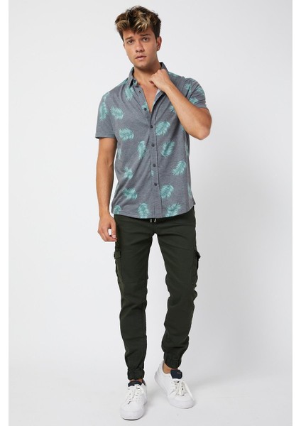 Slim Fit None Denim Yandan Cepli Bel Bağcıklı, Paçaları Lastikli Esnek Kumaş Erkek Kargo Pantolon fırsatları