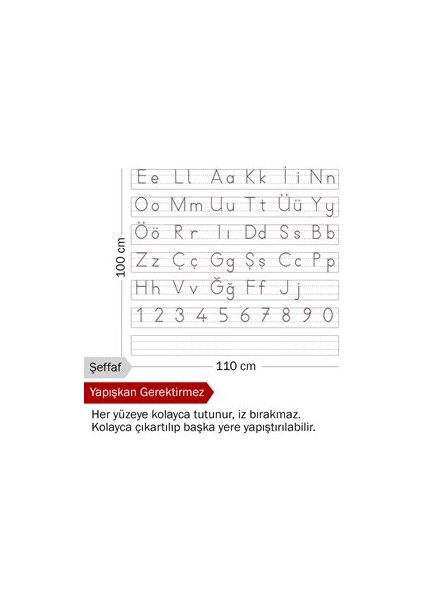 Harfli Elakin - Kendiliğinden Tutunan, Statik, Yapışkansız Sihirli Akıllı Kağıt Yazı Tahtası Pano