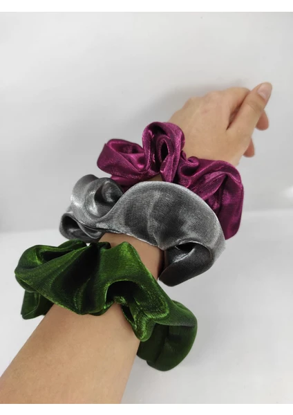 131MON - Orta Boy Scrunchie Saç Lastiği Seti (3'lü)