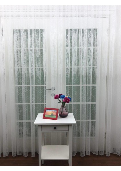 Spor Desen Dantel Tül Perde, 100X260, Seyrek Pile, 1/2