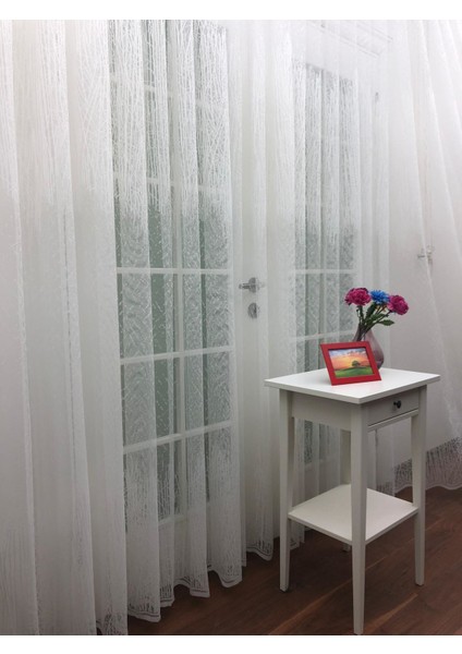 Spor Desen Dantel Tül Perde, 100X260, Seyrek Pile, 1/2