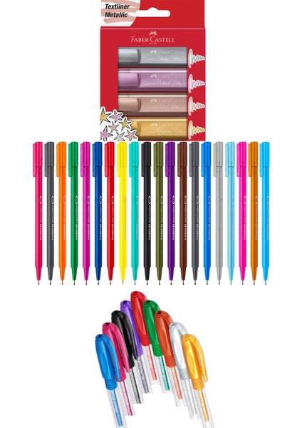Faber Castell - Staedtler - Pensan 33 Renk Fosforlu Kalem Seti + Inn Boyanabilir Kalemlik Hediyeli