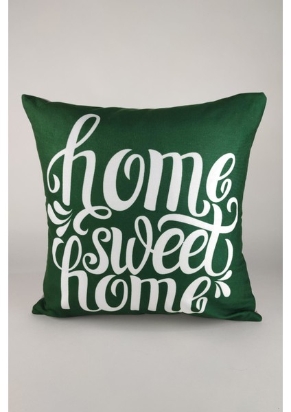 Yeşil Home Sweet Kırlent Kılıfı-37
