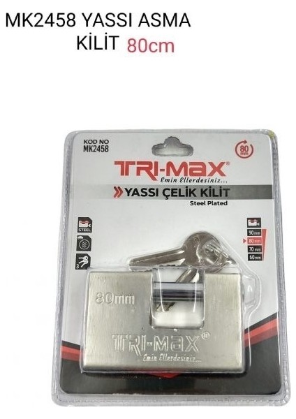 Trı-Max Yassı Asma Kilit 80 mm 2458