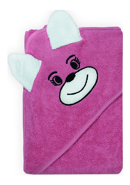 Pupy Bear Pamuklu Kapşonlu Kız-erkek Yenidoğan Bebek Kundak Havlusu Nakış Işlemeli Fuşya 100x100cm fırsatları