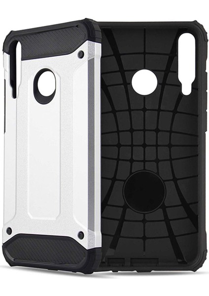 Huawei P40 Lite E Kılıf Koruyucu Çift Katmanlı Armor Case Gümüş