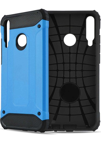 Huawei P40 Lite E Kılıf Koruyucu Çift Katmanlı Armor Case Mavi