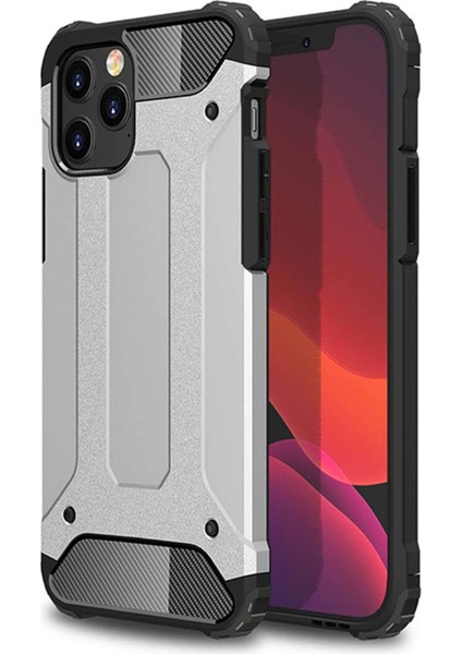 Apple iPhone 12 6.1" Kılıf Koruyucu Çift Katmanlı Armor Case Gümüş