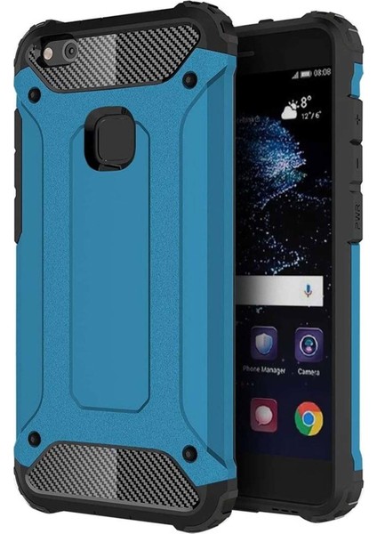 Honor 8 Lite Kılıf Koruyucu Çift Katmanlı Armor Case Mavi