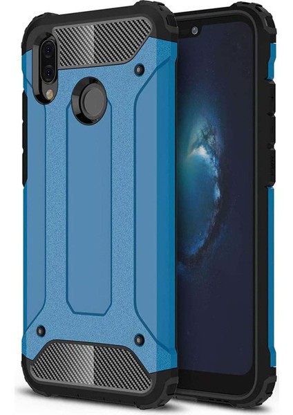 Huawei P20 Lite Kılıf Koruyucu Çift Katmanlı Armor Case Mavi