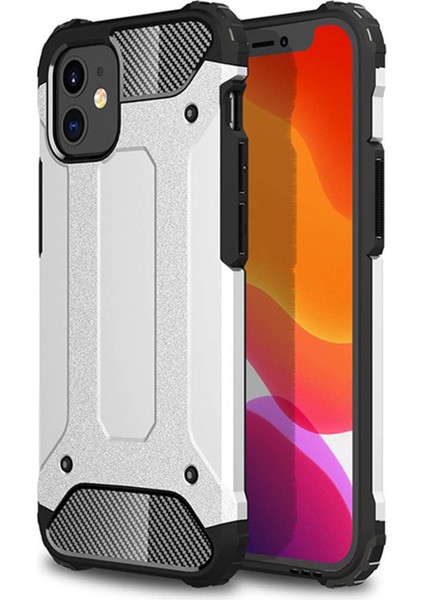 Apple iPhone 12 Pro 6.1" Kılıf Koruyucu Çift Katmanlı Armor Case Gümüş