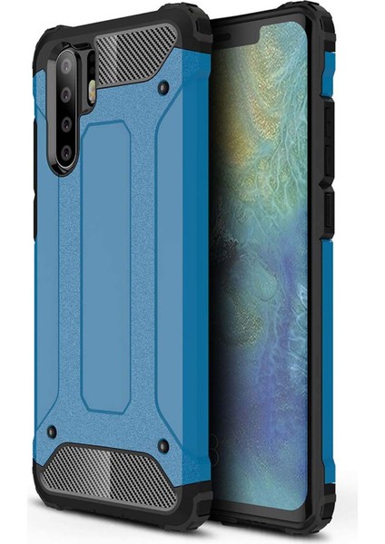 Huawei P30 Pro Kılıf Koruyucu Çift Katmanlı Armor Case Mavi
