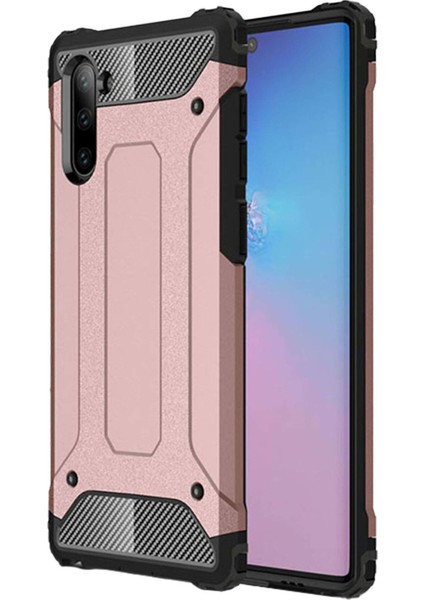 Samsung Galaxy Note 10 Kılıf Koruyucu Çift Katmanlı Armor Case Rose Gold