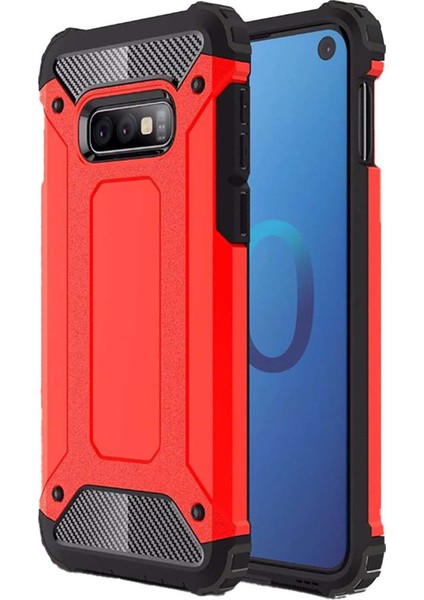 Samsung Galaxy S10E Kılıf Koruyucu Çift Katmanlı Armor Case Kırmızı