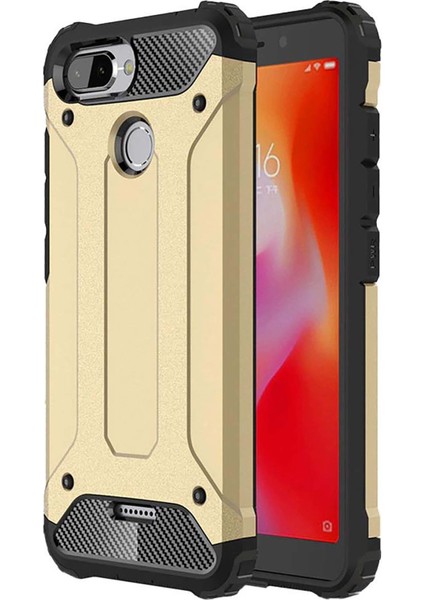 Xiaomi Redmi 6 Kılıf Koruyucu Çift Katmanlı Armor Case Gold