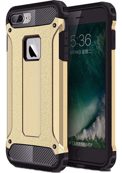 Apple iPhone 7+ Plus Kılıf Koruyucu Çift Katmanlı Armor Case Gold