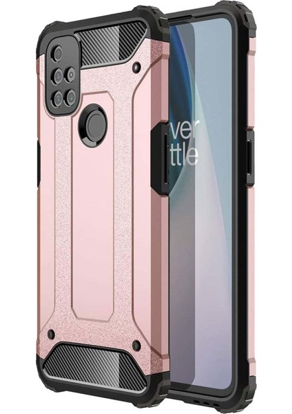 Oneplus Nord N10 Kılıf Koruyucu Çift Katmanlı Armor Case Rose Gold