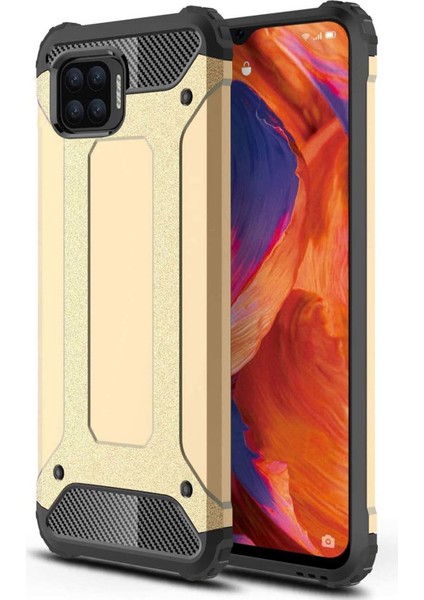 Oppo A73 Kılıf Koruyucu Çift Katmanlı Armor Case Gold