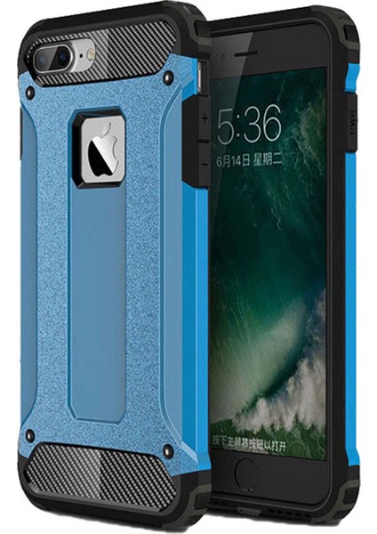 Apple iPhone 7+ Plus Kılıf Koruyucu Çift Katmanlı Armor Case Mavi