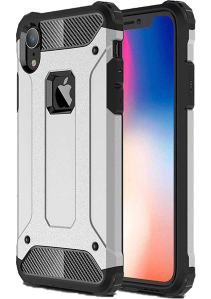 Apple iPhone Xr 6.1" Kılıf Koruyucu Çift Katmanlı Armor Case Gümüş