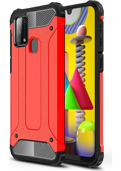 Samsung Galaxy M31 M315 Kılıf Koruyucu Çift Katmanlı Armor Case Kırmızı