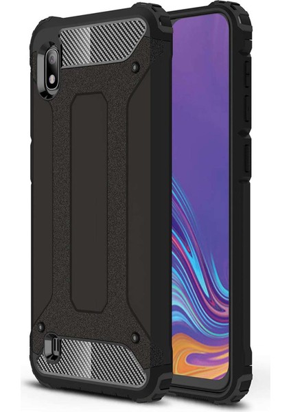 Hesaplı Dünya Samsung Galaxy A10 A105 Kılıf Koruyucu Çift Katmanlı Armor Case Siyah