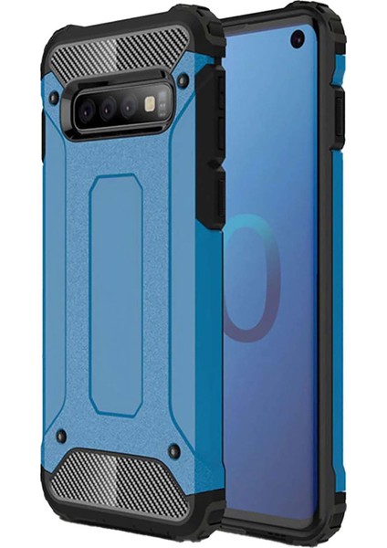 Samsung Galaxy S10 Kılıf Koruyucu Çift Katmanlı Armor Case Mavi