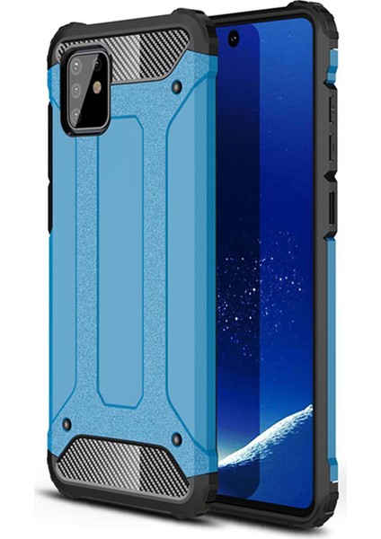 Samsung Galaxy Note 10 Lite Kılıf Koruyucu Çift Katmanlı Armor Case Mavi