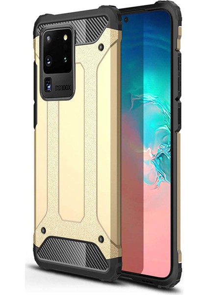 Samsung Galaxy S20 Ultra Kılıf Koruyucu Çift Katmanlı Armor Case Gold