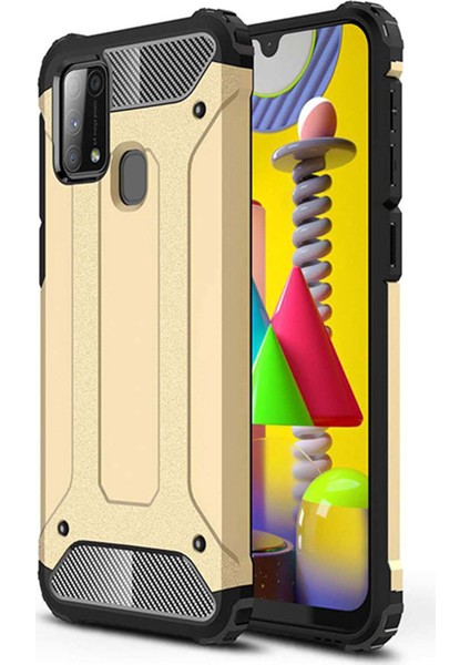 Samsung Galaxy M31 M315 Kılıf Koruyucu Çift Katmanlı Armor Case Gold