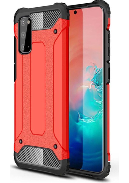 Samsung Galaxy S20 Kılıf Koruyucu Çift Katmanlı Armor Case Kırmızı
