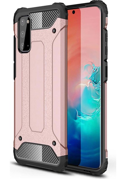 Samsung Galaxy S20 Kılıf Koruyucu Çift Katmanlı Armor Case Rose Gold