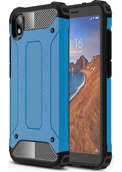 Xiaomi Redmi 7A Kılıf Koruyucu Çift Katmanlı Armor Case Mavi