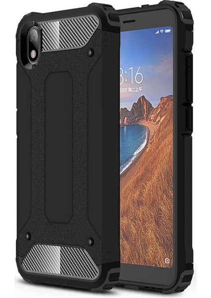 Xiaomi Redmi 7A Kılıf Koruyucu Çift Katmanlı Armor Case Siyah