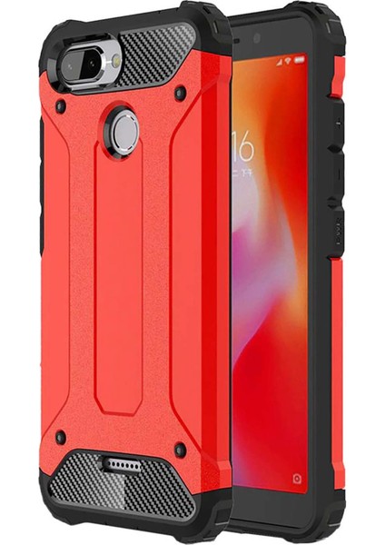Xiaomi Redmi 6 Kılıf Koruyucu Çift Katmanlı Armor Case Kırmızı