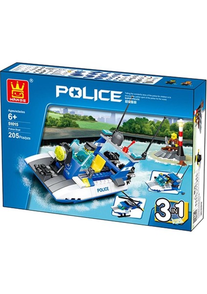Polis Sahil Güvenlik Botu 3in1 205 Parça GAL-51015