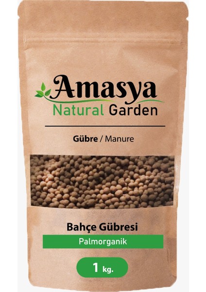 Amasya Natural Garden Palmorganik Çim Besleyen %20 Doğal Humus Dengeli N- P-K ile En Güçlü Çim ve Bahçe Gübresi 3 kg