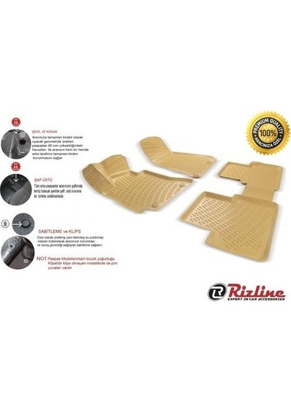 Seat Toledo 3D Havuzlu Paspas Bej Rizline 1999-04 modelleri