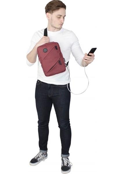 Smart Bag Usb'li Çapraz Göğüs Çantası 1504 Bordo
