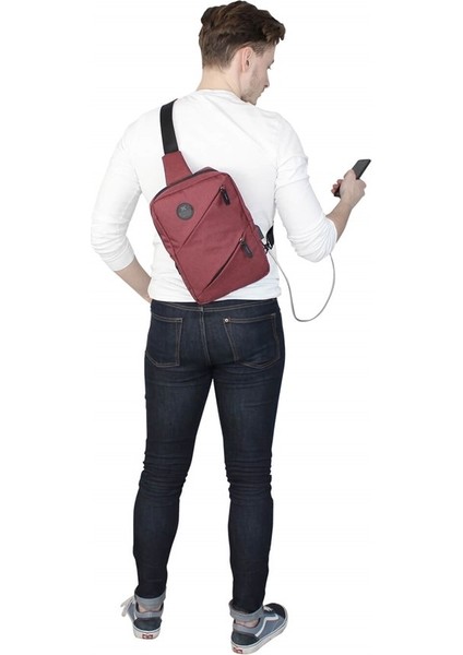 Smart Bag Usb'li Çapraz Göğüs Çantası 1504 Bordo