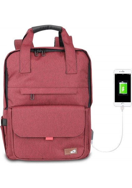 Smart Bag USB Şarj Girişli Akıllı Sırt Çantası 1205 Bordo